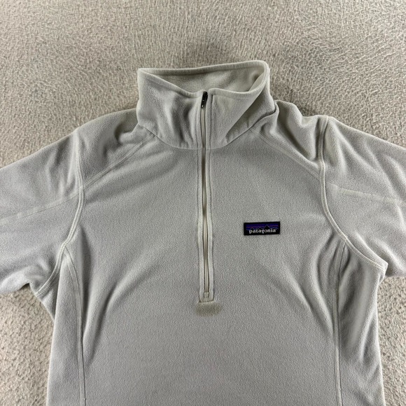 Patagonia Micro D Fleece Sweater Womens Small Birch White Outdoor Quarter Zip - Picture 3 of 16